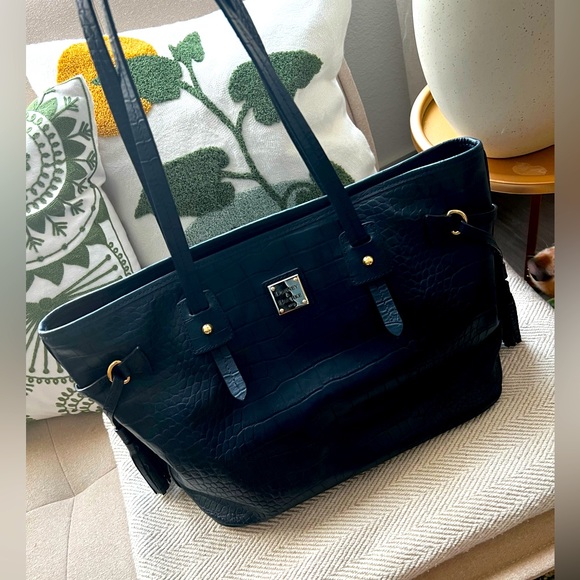 Dooney & Bourke Leather Navy Tote - Picture 1 of 2